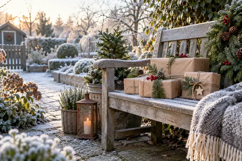 Gartenszene im Dezember – Saisonbild
