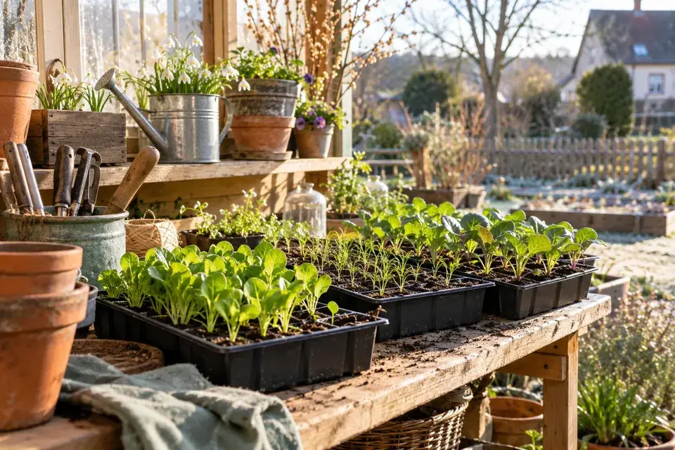 Gartenszene im Februar – Saisonbild