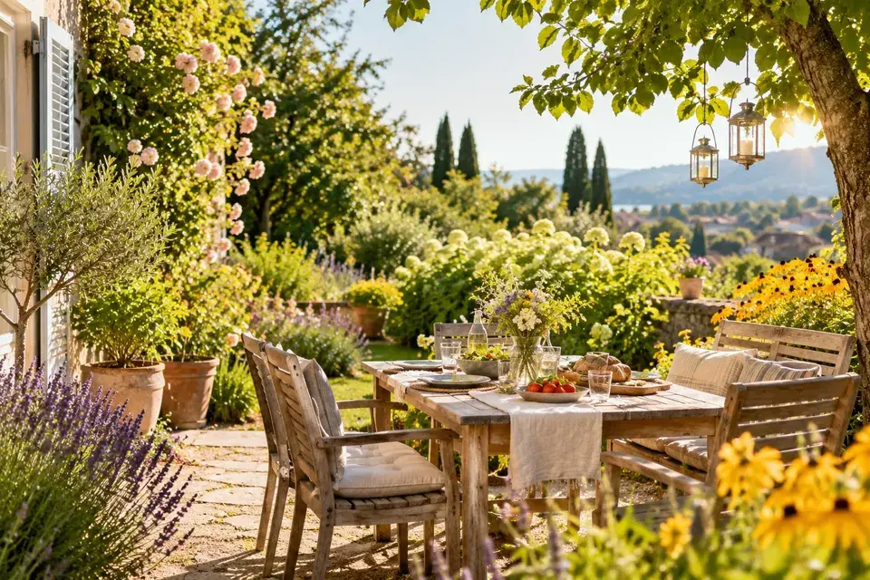 Gartenszene im Juli – Saisonbild