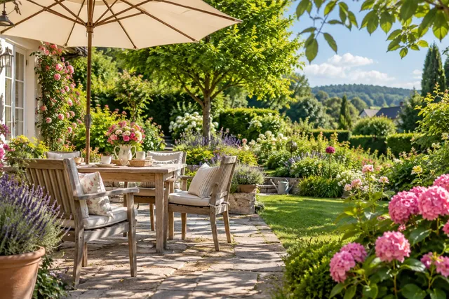Gartenszene im Juni – Saisonbild