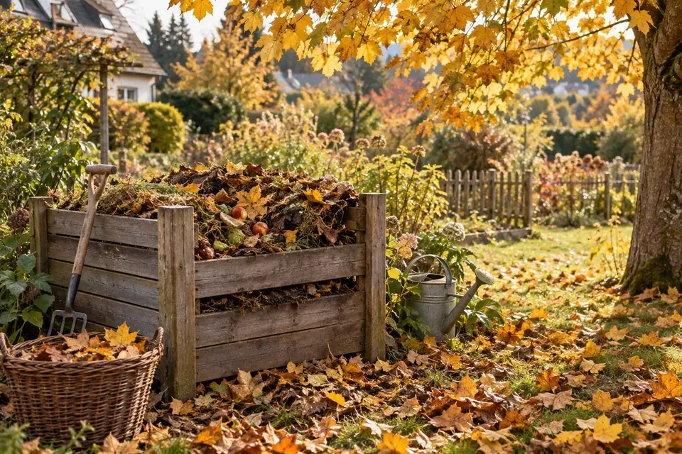 Gartenszene im Oktober – Saisonbild