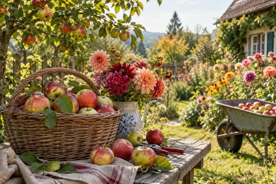 Gartenszene im September – Saisonbild
